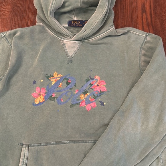 Polo Ralph Lauren Floral Script Surf Hoodie Sweatshirt Sweater size Medium - Picture 1 of 6